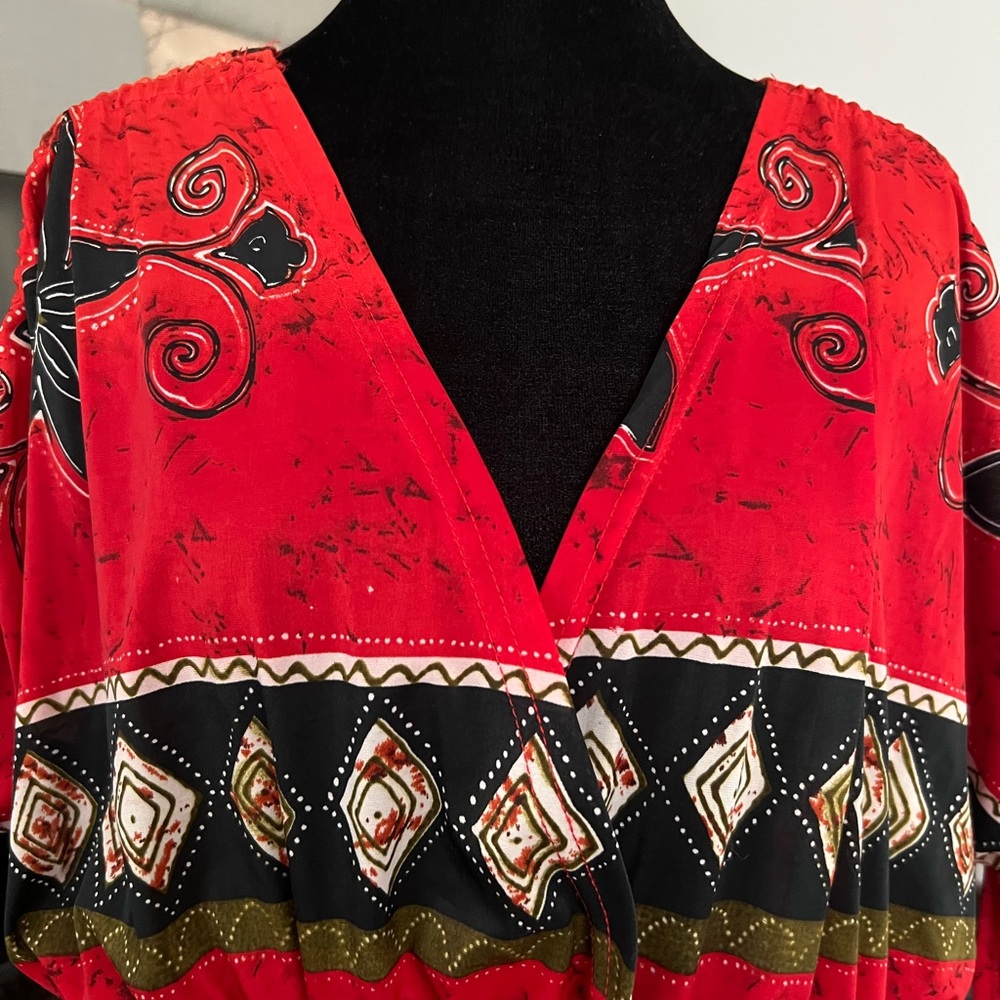 Women's Jessica Taylor Red & Black Maxi Dress/Swim Coverup 1X - Picture 7 of 8